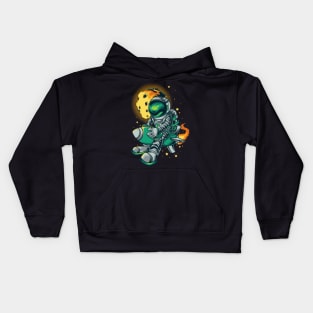 astronaut rocket illustration Kids Hoodie